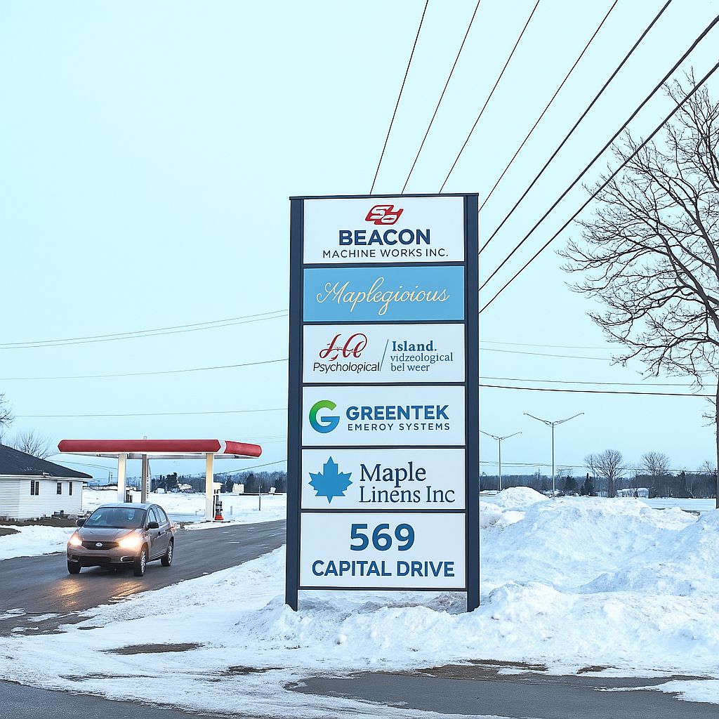 Maple Linens PEI office signage